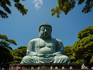Fototapeta premium Summer blue sky and the Great Buddha