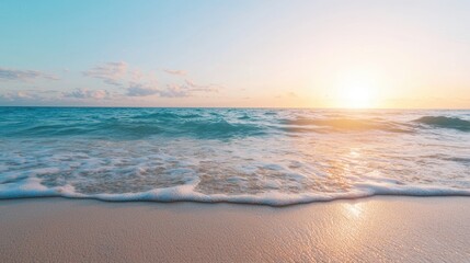 Obraz premium Serene ocean sunset over sandy beach