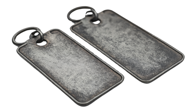 Key chain label tag isolated on white background