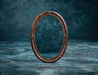 Mysterious smoke-filled antique mirror