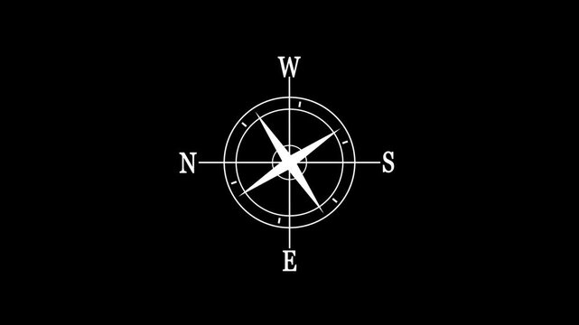 Compass icon animated.Compass line icon on the Alpha Channel.Directional compass icon illustration..