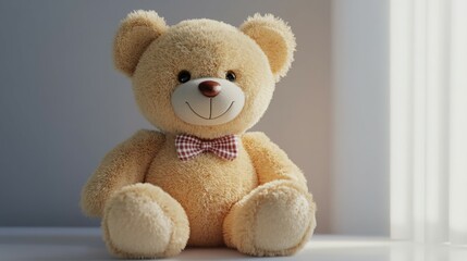 Obraz premium Smiling teddy bear wearing a bow tie
