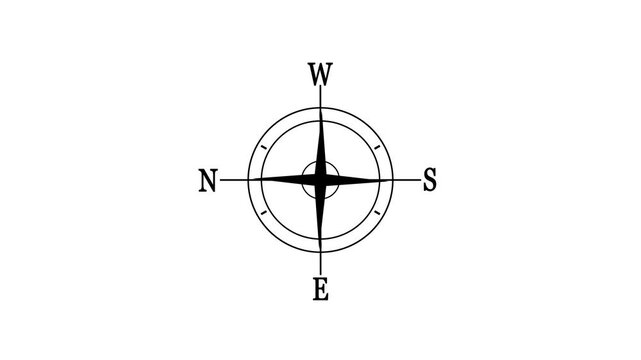 Compass icon animated.Compass line icon on the Alpha Channel.Directional compass icon illustration..