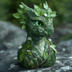 Obraz premium Enchanted forest dragon statue