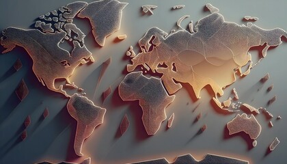 Environmental Impact Concept - Digital map of the world with tropical zones showing weather conditions.