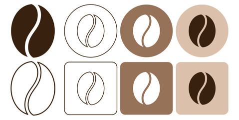 coffee bean logo, caffeine drink, menu in cafe or restaurant vector pictogram sign icon symbol ui and ux design, glyphs and stroke line	