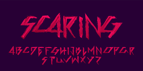 Scaring alphabet font. Bloody angular letters and numbers. Stock vector typography for your Halloween typography. © epifantsev