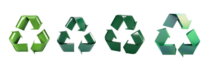 Green Recycling Symbol Collection isolated on transparent background.