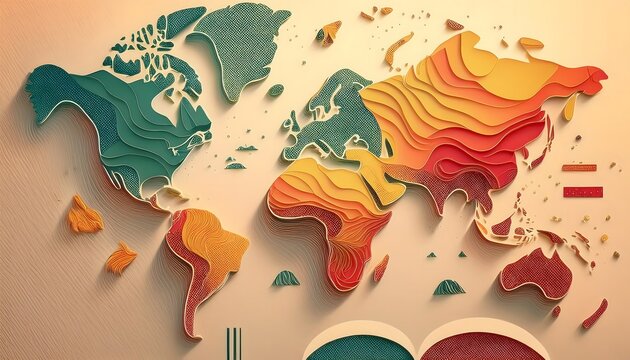 Environmental Impact Concept - Digital map of the world with tropical zones showing weather conditions.