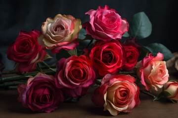 Naklejka premium roses in red and pink shades