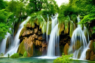 Obraz premium plitvice falls the stunning waterfall in croatias plitvice lakes