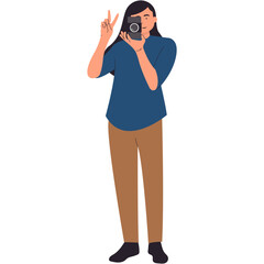 Professional Photographer Character. World Photography Day Celebration. Isolated Vector Illustration