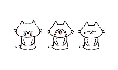 正座で反省する猫のイラスト