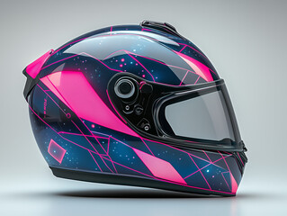 Fototapeta premium Motorcycle helmet, side view with diamond graphic track style