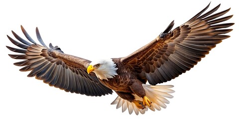 Obraz premium Powerful Bird Isolated Photo. Eagle in Motion on Plain Background.