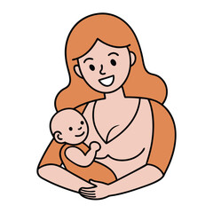 Mother Breastfeeding Line Art.