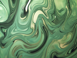 Obraz premium Abstract Green Fluid Art with Swirling Patterns and Soft Texture