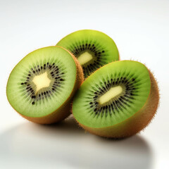 Fototapeta premium Vibrant Sliced Kiwi with Green Flesh and Black Seeds