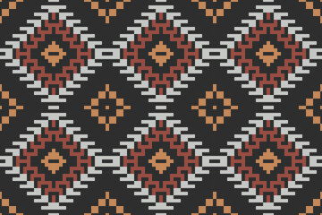 Folklore Watercolor Ikat Patternfolk Embroidery, Aztec Geometric Ornament Print. Design for Carpet, Wallpaper, Clothing, Wrapping, Fabric
