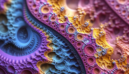  Intricate, repeating fractal patterns in vibrant colors that draw the eye into complex and mesmerizing designs