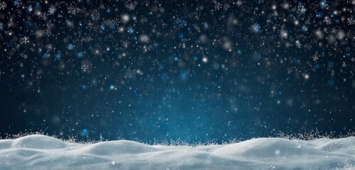 Fototapeta premium Christmas blue background with snow