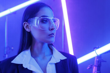 Concept of futuristic virtual reality technology or entertainment system