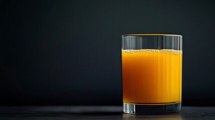 Orange juice in a glass isolated on dark grey background, Fresh orange juice image .generative ai
