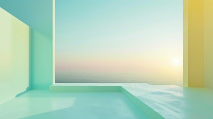 Fototapeta premium Soft pastel gradient with transitions between mint green and pale yellow, perfect for a fresh and calming atmosphere