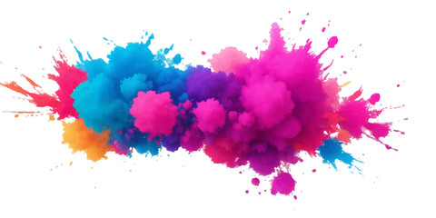 Bright colorful watercolor splash splatter stain brush strokes on white background. Modern vibrant aquarelle spot. Rainbow trendy isolated design on white. Element. Vector watercolor illustration.	