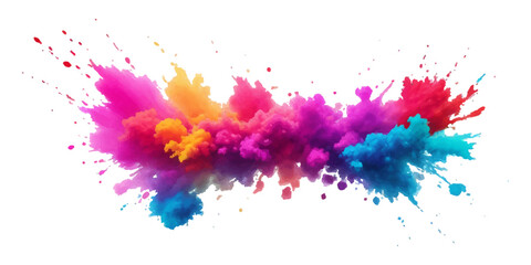 Bright colorful watercolor splash splatter stain brush strokes on white background. Modern vibrant aquarelle spot. Rainbow trendy isolated design on white. Element. Vector watercolor illustration.	