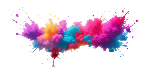 Bright colorful watercolor splash splatter stain brush strokes on white background. Modern vibrant aquarelle spot. Rainbow trendy isolated design on white. Element. Vector watercolor illustration.	