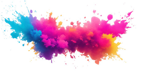 Bright colorful watercolor splash splatter stain brush strokes on white background. Modern vibrant aquarelle spot. Rainbow trendy isolated design on white. Element. Vector watercolor illustration.	