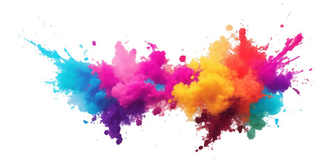 Bright colorful watercolor splash splatter stain brush strokes on white background. Modern vibrant aquarelle spot. Rainbow trendy isolated design on white. Element. Vector watercolor illustration.	