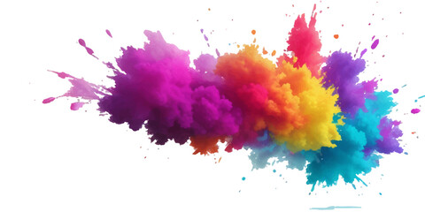 Bright colorful watercolor splash splatter stain brush strokes on white background. Modern vibrant aquarelle spot. Rainbow trendy isolated design on white. Element. Vector watercolor illustration.	