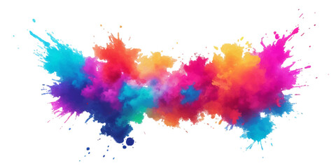 Bright colorful watercolor splash splatter stain brush strokes on white background. Modern vibrant aquarelle spot. Rainbow trendy isolated design on white. Element. Vector watercolor illustration.	
