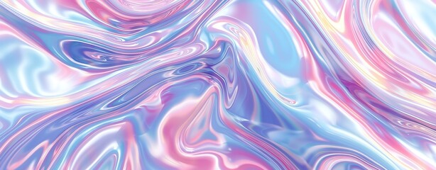 Fototapeta premium Iridescent swirl pattern with fluid shapes in holographic colors
