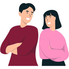 Happy Friendship Day Character with Simple Cartoon Shape. Vector Illustration in Flat Style