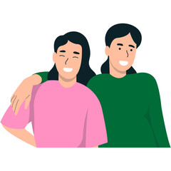 Happy Friendship Day Character with Simple Cartoon Shape. Vector Illustration in Flat Style