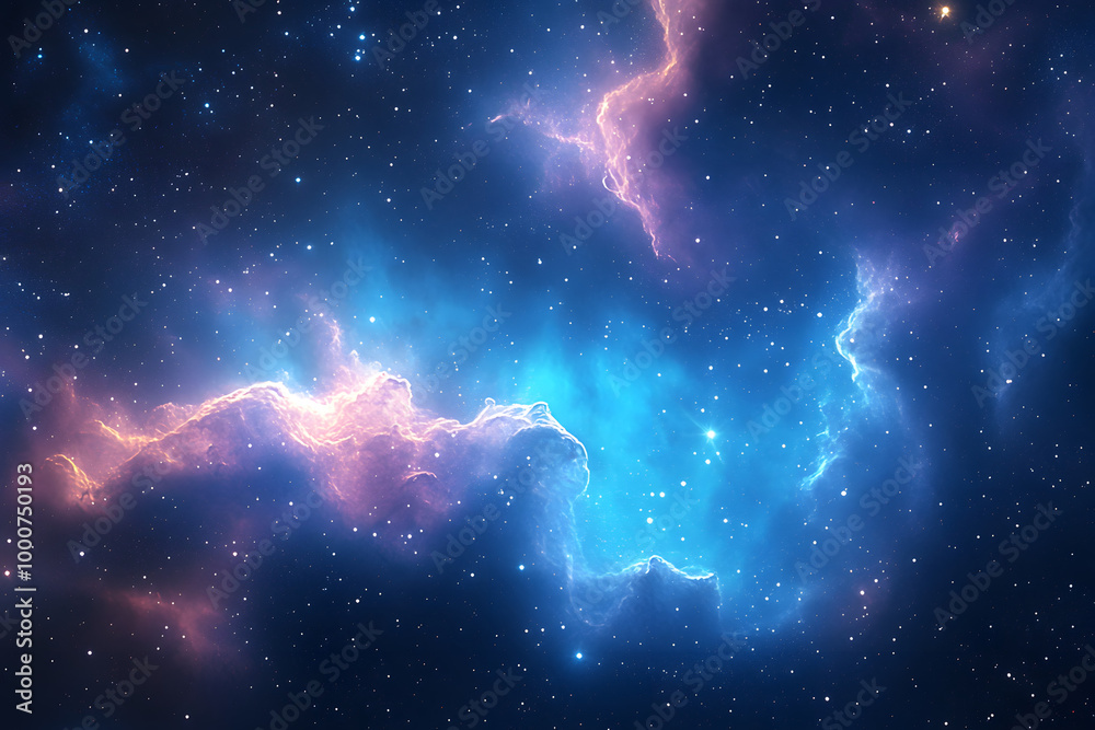 Wall mural Big Bang colorful space galaxy fog cloud nebula. Universe science astronomy and stary night cosmos mockup background. Supernova concept wallpaper.