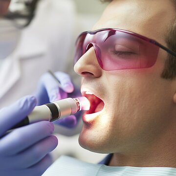 Advanced Care &ndash; Laser Treatment for Gum Disease Depicted with High Precision, Modern Dental Equipment, and Safe Technique in a Clinical Setting Focused on Oral Health and Periodontal Therapy