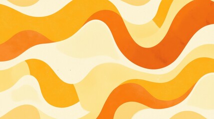 A painting of a wave with a yellow and orange background