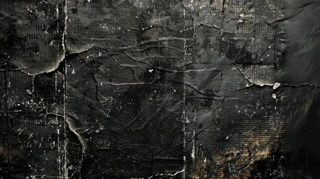 A close-up view of textured black paper with visible creases and tears