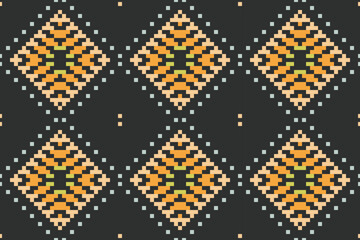 Aztec Pixel Korean Traditional Pattern Namefolk Embroidery, Aztec Geometric Ornament Print. Design for Carpet, Wallpaper, Clothing, Wrapping, Fabric