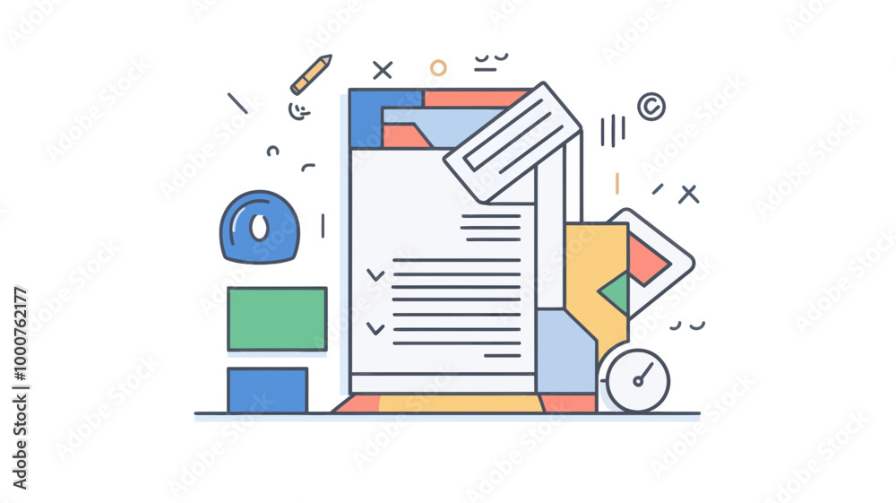 Poster modern flat design pdf icon with abstract geometric elements representing digital document managemen