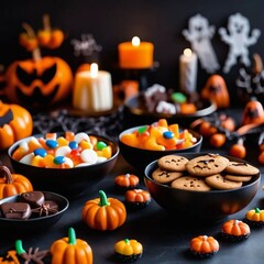 Fototapeta premium halloween pumpkin and candles