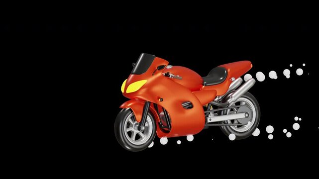 3D Animation of Orange Racing Motorbike Model Speed | Alpha Channel