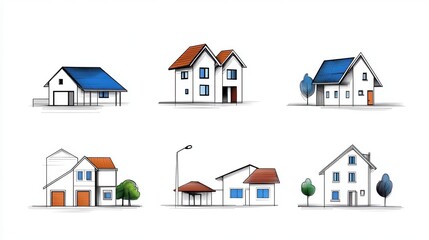 Fototapeta premium The houses are all different sizes and styles