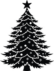 Christmas tree silhouette icon, illustration on white background.