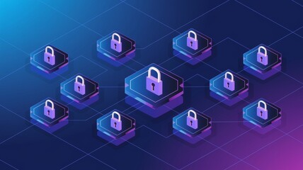 Naklejka premium Futuristic Cyber Security Concepts and Icons