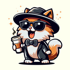 Adorable cartoon cat illustration, perfect for kids’ print designs and playful animal art projects